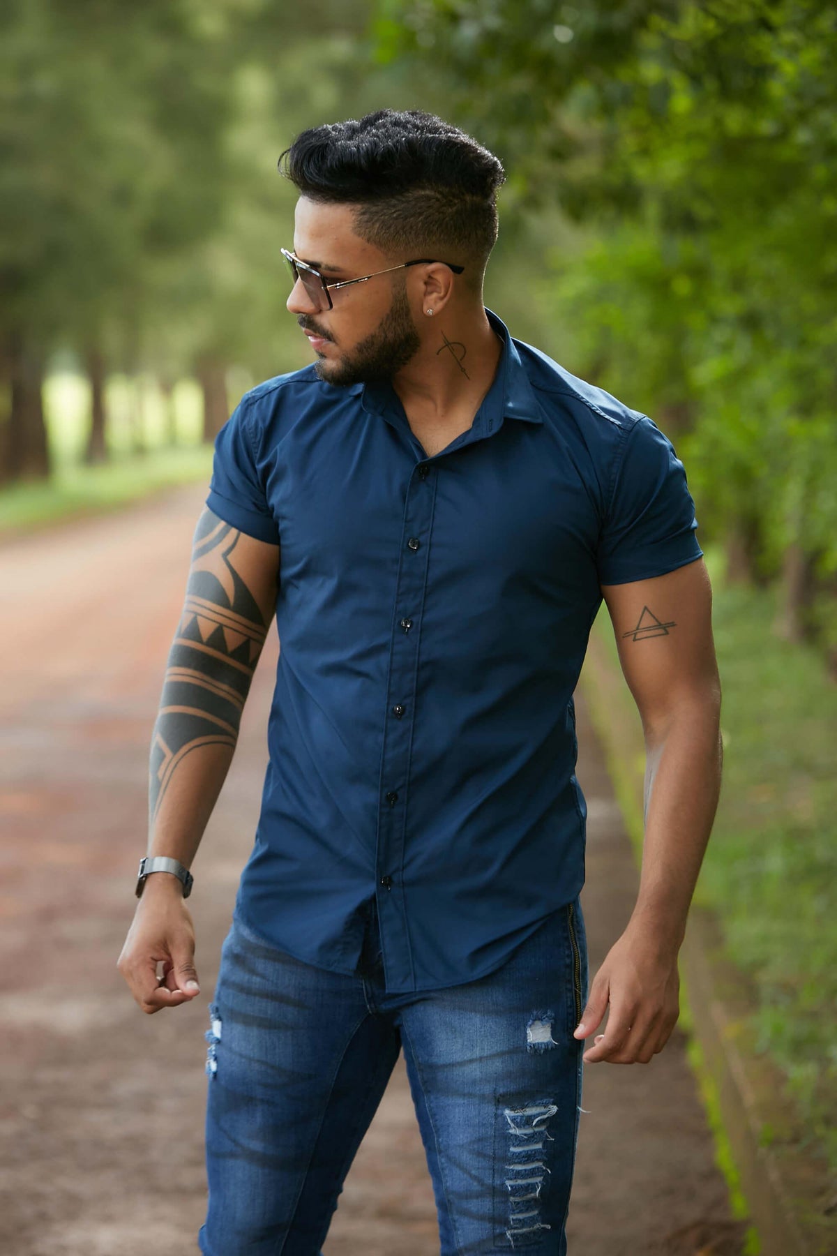 Camisa slim fit Azul Marinho